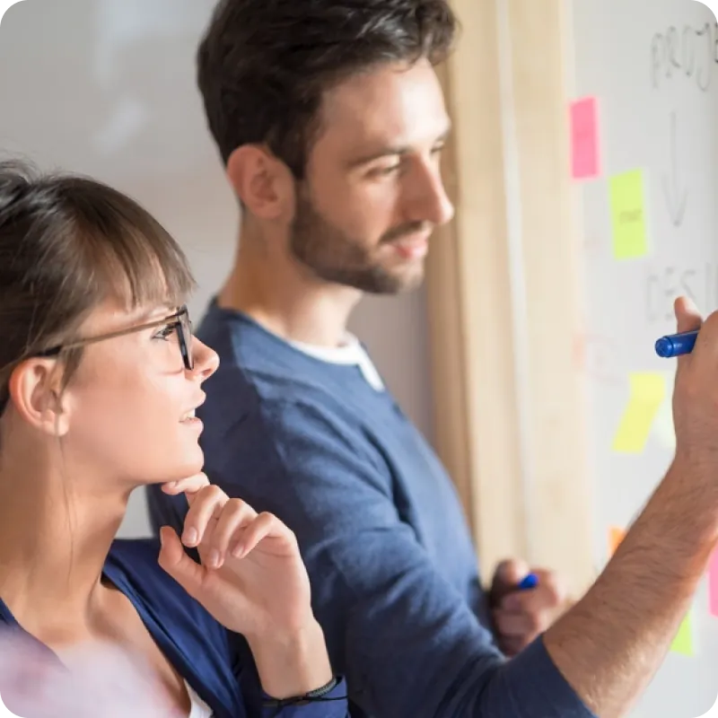 1904labs team running a planning session at a whiteboard