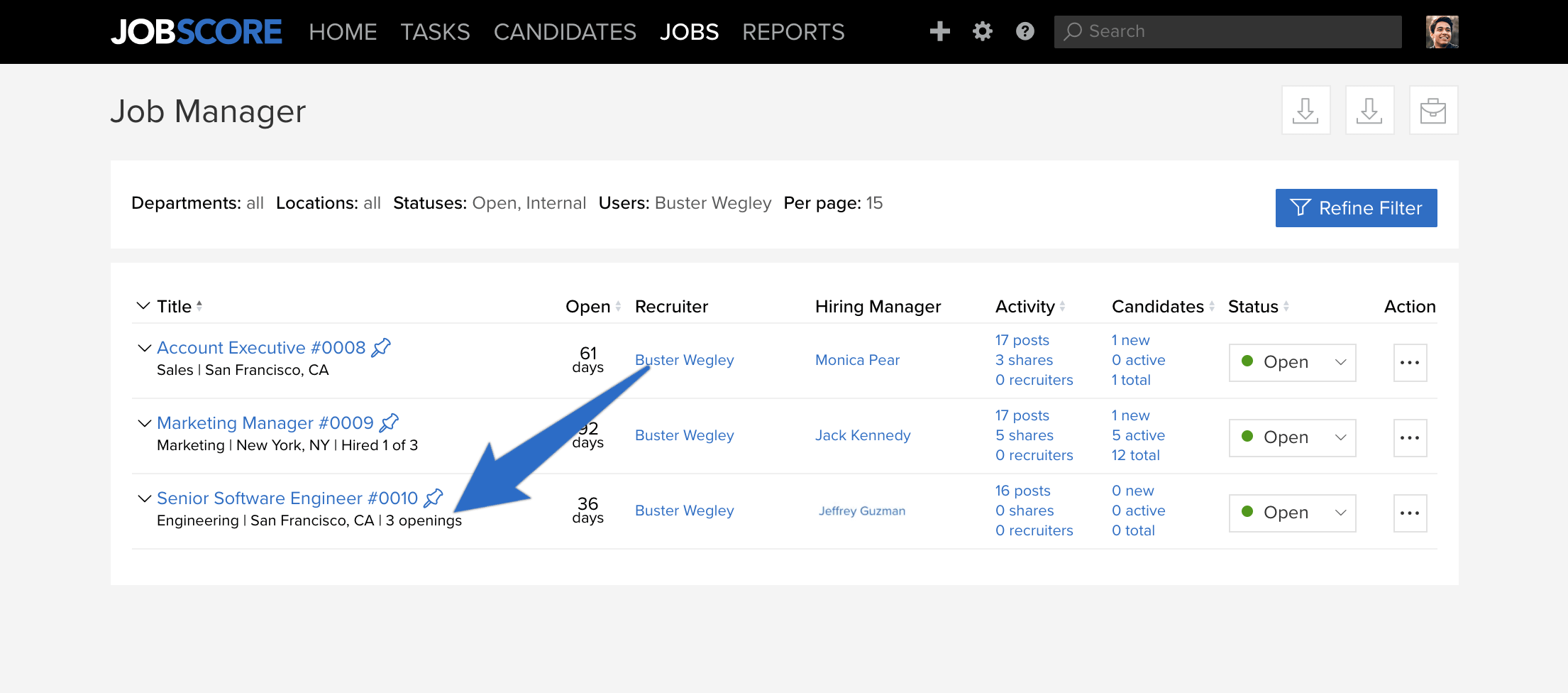 image showing 1 muli opening job in list instead of many
