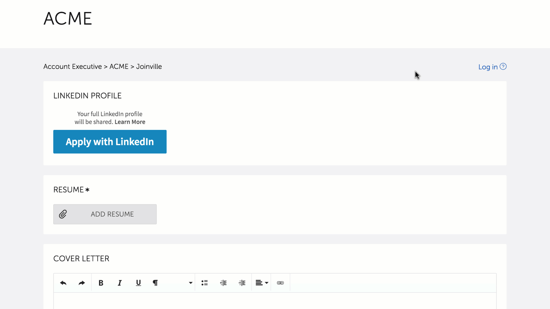 Apply Form with Apply With LinkedIn