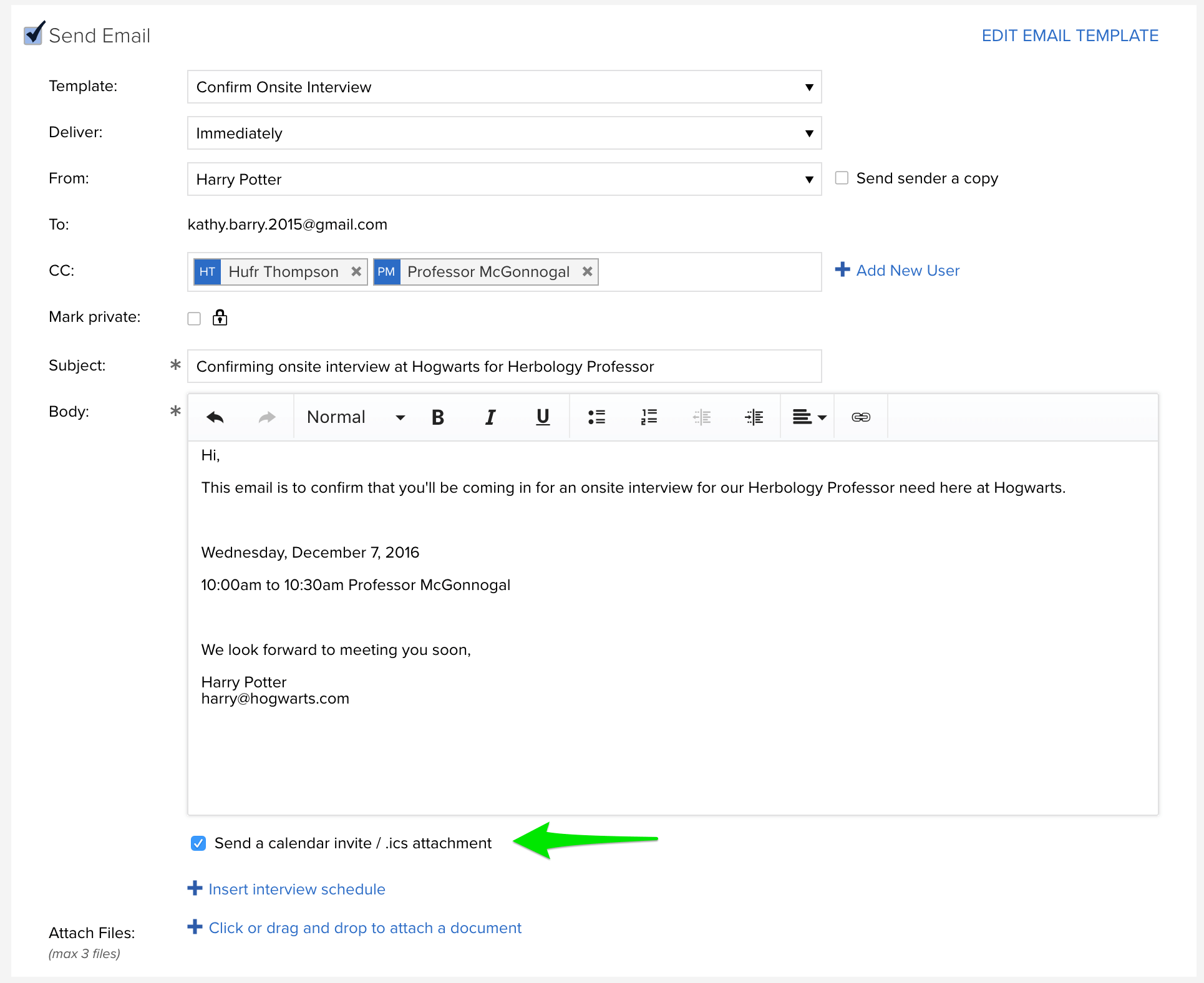 invites through emails