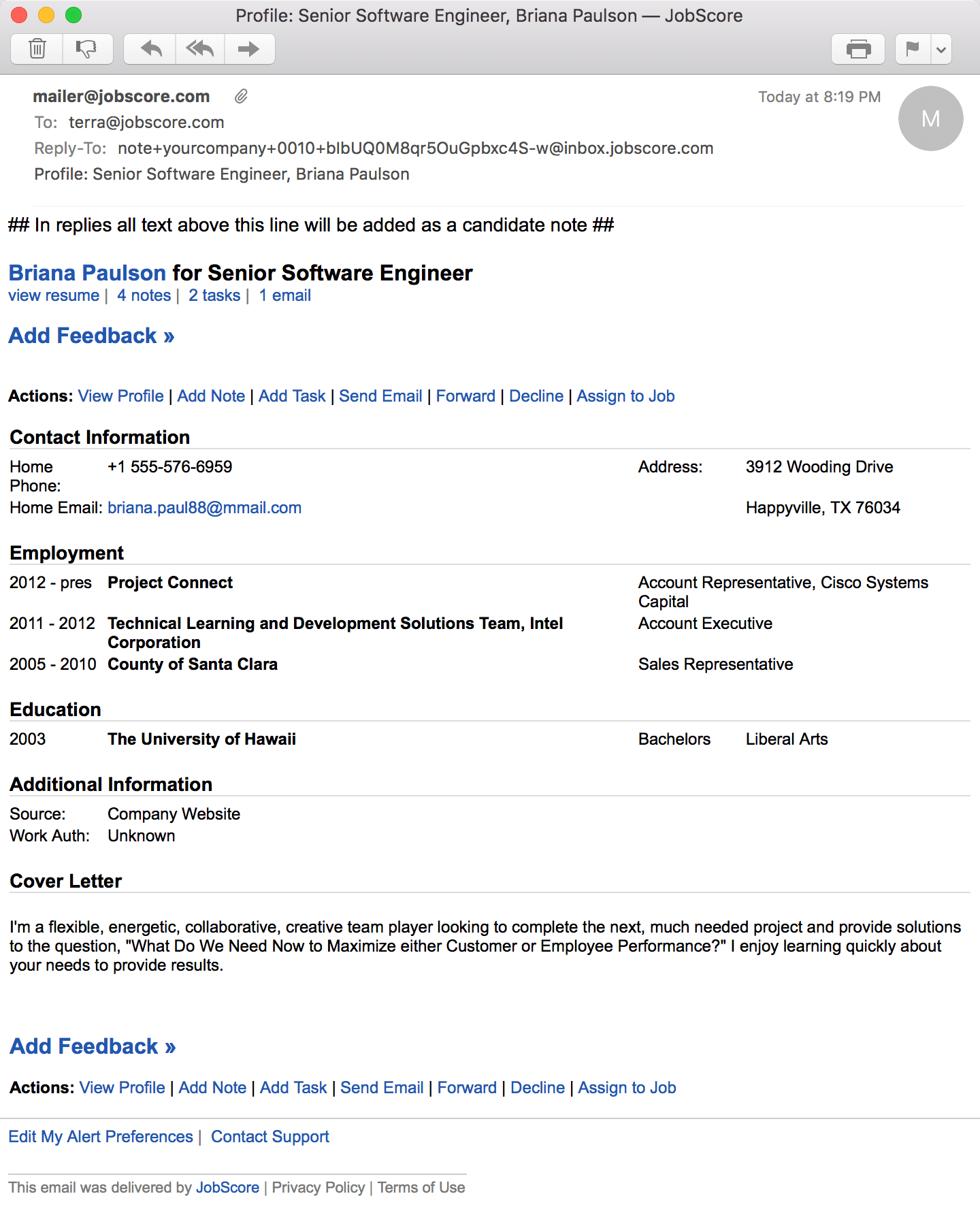 candidate manager alerts