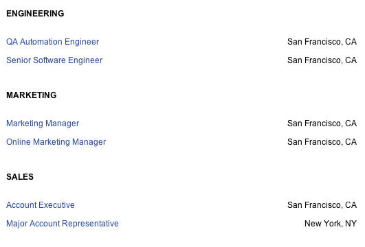 company careers page