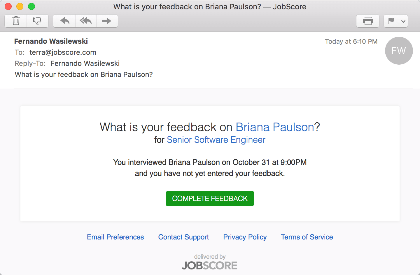 feedback email layouts