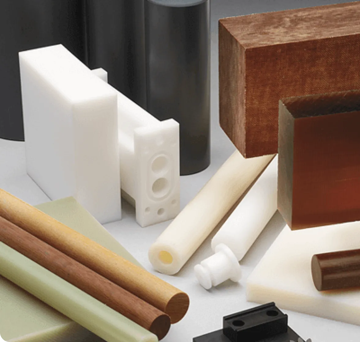 Offcuts of plastic and wood sheeting at a Professional Plastics facility