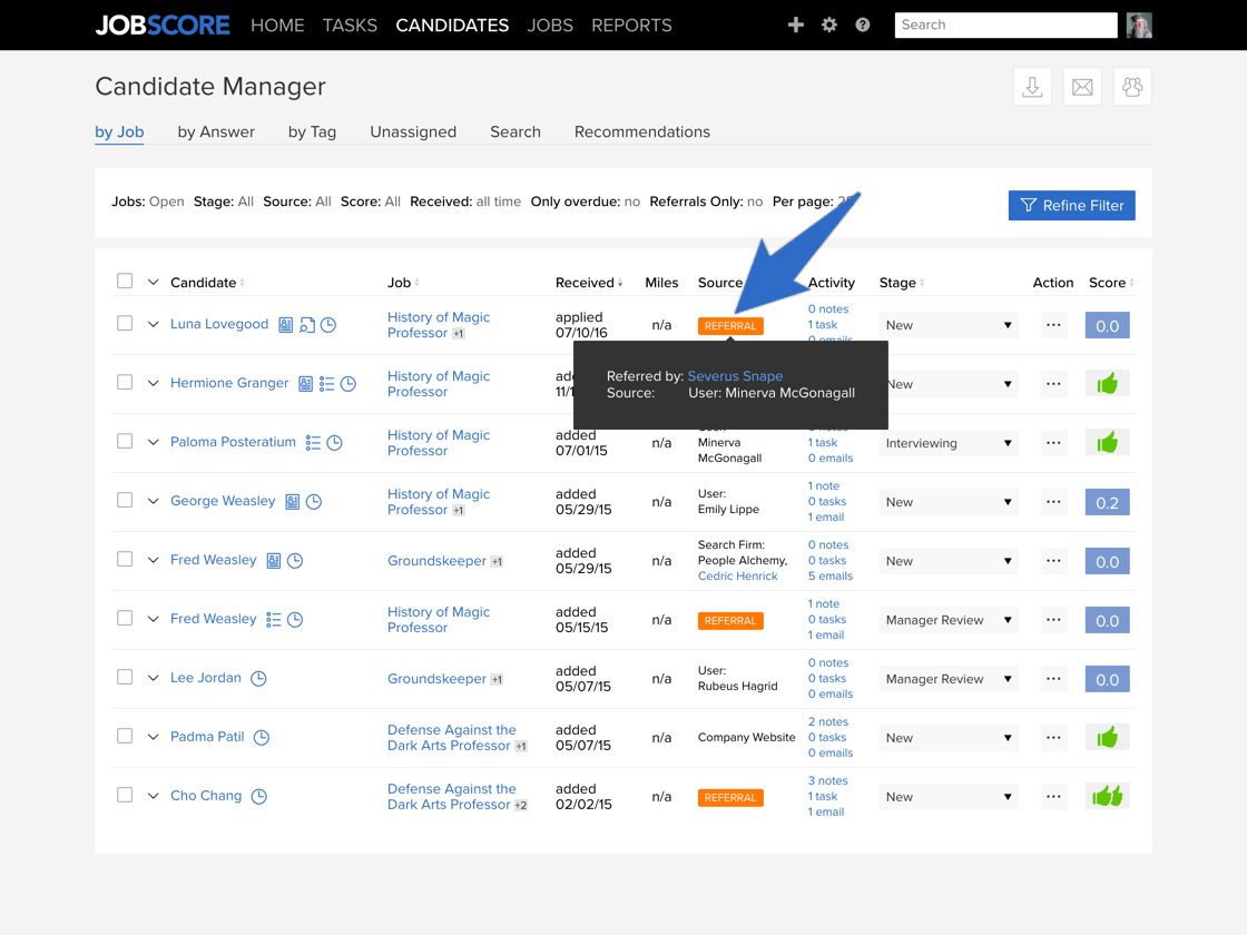 identify referrals emails
