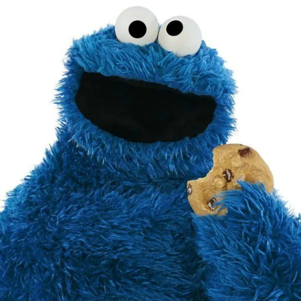 Cookie Monster eating a cookie